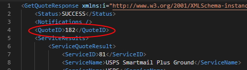 XML response QuoteID